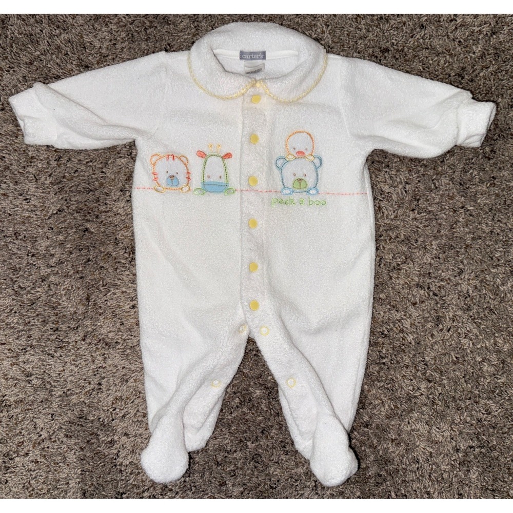 Baby‎ Boy Girl Clothes Vintage Carter's Newborn Terry Cloth Peek A Boo Outfit